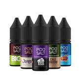 Pod Salt Fusions series 10ml has many flavors including fruits, dessert and tobacco.